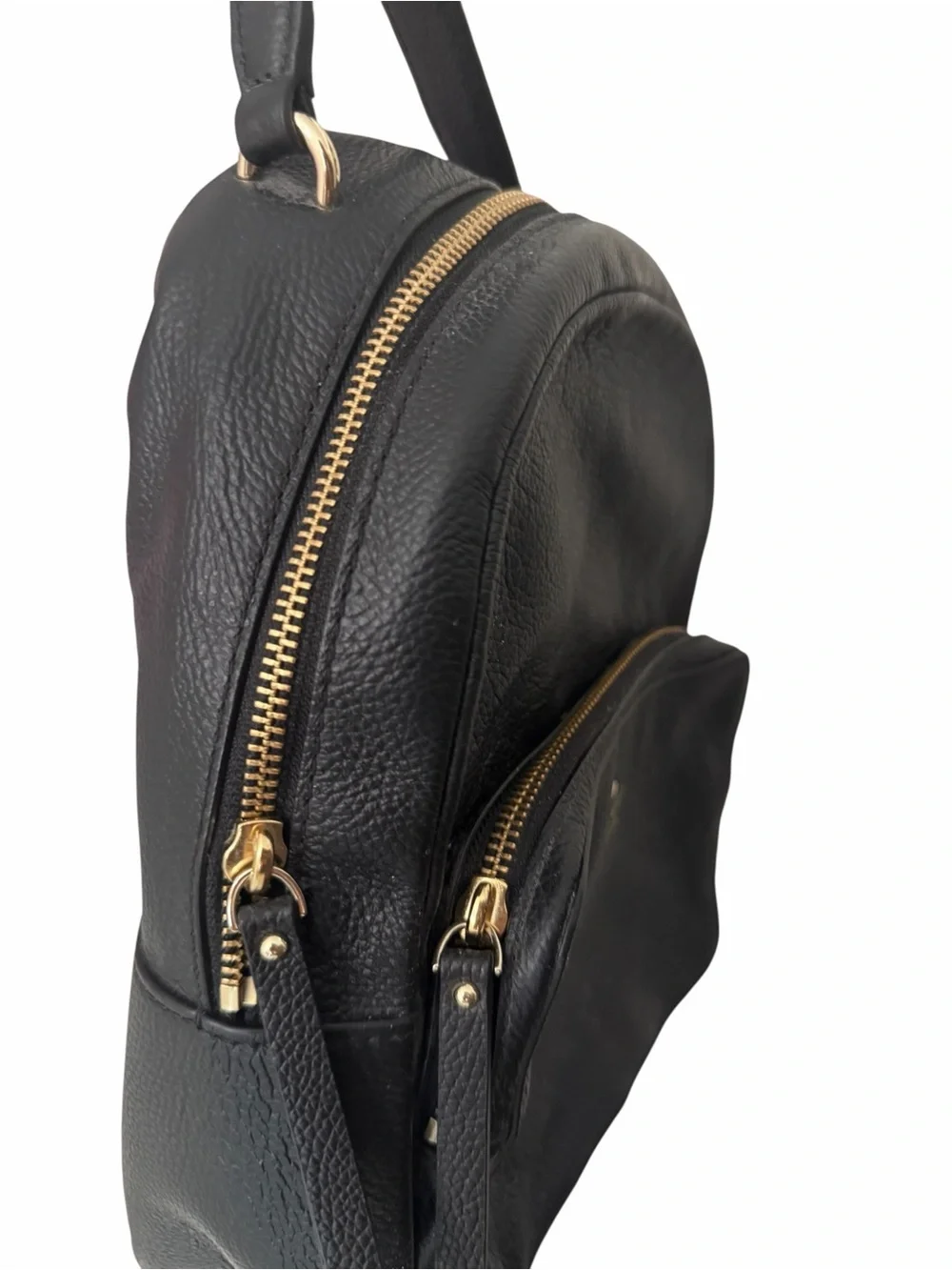kate spade Black Leather Backpack with Gold Logo